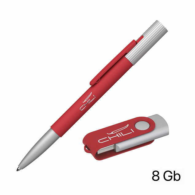 Набор ручка "Clas" + флеш-карта "Vostok" 8 Гб в футляре, покрытие soft touch с логотипом в Нефтекамске заказать по выгодной цене в кибермаркете AvroraStore