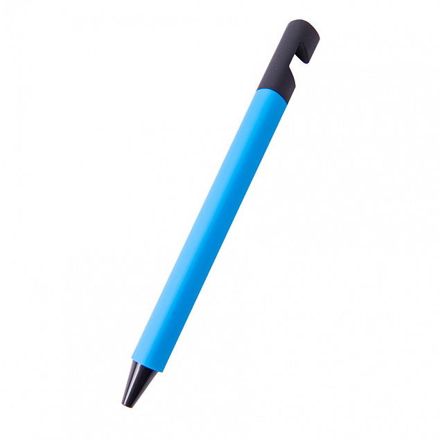 N5 soft, ручка шариковая, голубой/черный, пластик,soft-touch, подставка для смартфона с логотипом в Нефтекамске заказать по выгодной цене в кибермаркете AvroraStore