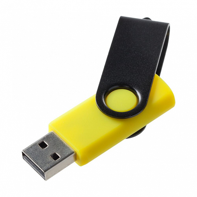 Флешка Twist Color, желтая с черным, 16 Гб с логотипом в Нефтекамске заказать по выгодной цене в кибермаркете AvroraStore