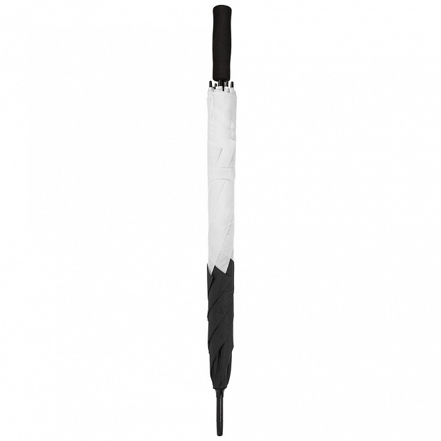 Квадратный зонт-трость Octagon, черный с белым с логотипом в Нефтекамске заказать по выгодной цене в кибермаркете AvroraStore