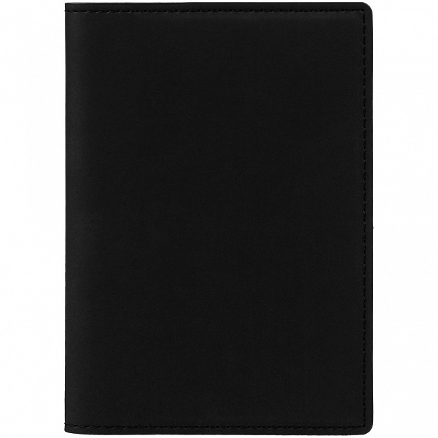 Обложка для паспорта Multimo, черная с синим с логотипом в Нефтекамске заказать по выгодной цене в кибермаркете AvroraStore