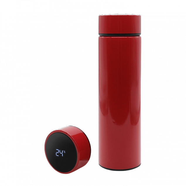 Термос Reactor с датчиком температуры (красный) с логотипом в Нефтекамске заказать по выгодной цене в кибермаркете AvroraStore