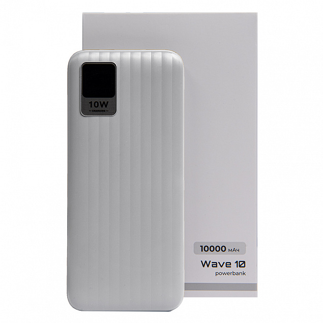 Универсальный аккумулятор OMG Wave 10 (10000 мАч), белый, 14,9х6.7х1,6 см с логотипом в Нефтекамске заказать по выгодной цене в кибермаркете AvroraStore