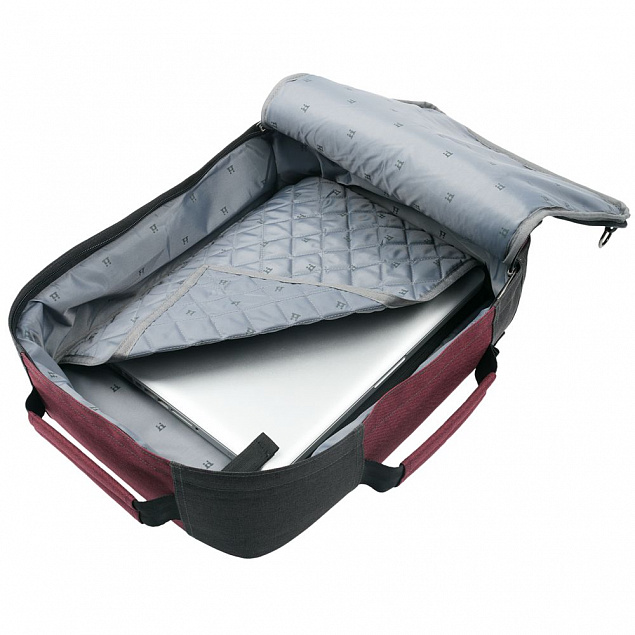 Рюкзак для ноутбука 2 в 1 twoFold, серый с бордовым с логотипом в Нефтекамске заказать по выгодной цене в кибермаркете AvroraStore