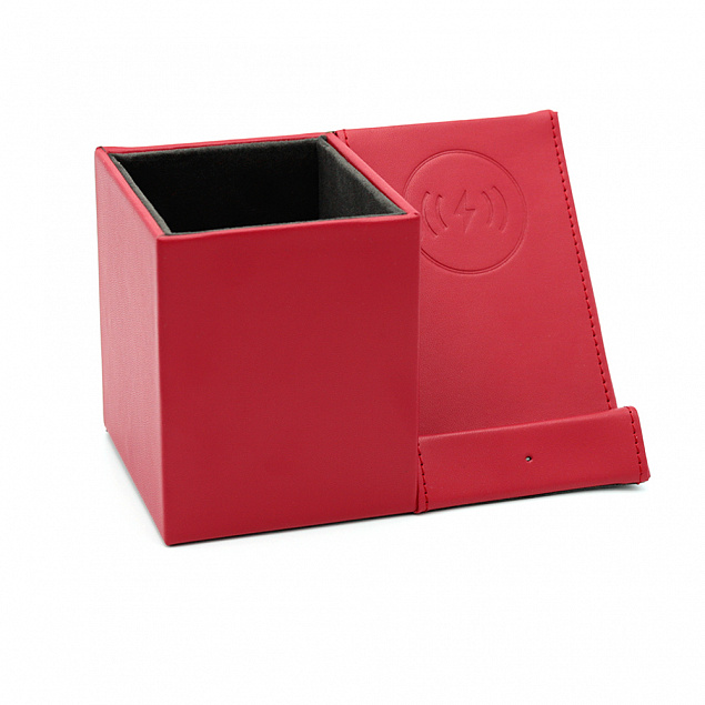 Настольный органайзер Elegans c беспроводной зарядкой - Красный PP с логотипом в Нефтекамске заказать по выгодной цене в кибермаркете AvroraStore