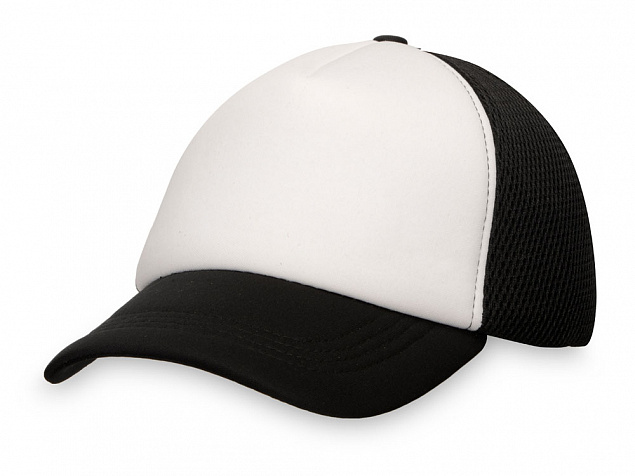 Бейсболка под сублимацию с сеткой Newport, белый/черный с логотипом в Нефтекамске заказать по выгодной цене в кибермаркете AvroraStore