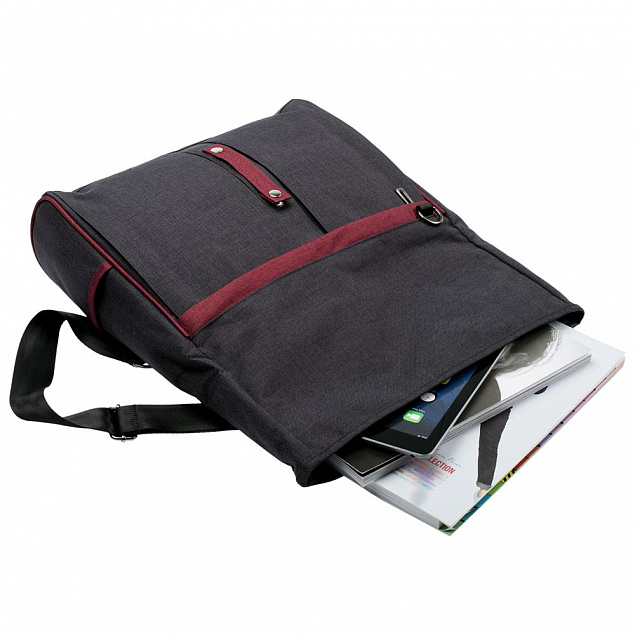 Сумка для ноутбука 2 в 1 twoFold, серая с бордовым с логотипом в Нефтекамске заказать по выгодной цене в кибермаркете AvroraStore
