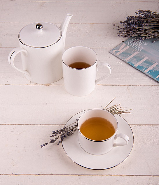 Набор PLATINUM: чайная пара и чайник с логотипом в Нефтекамске заказать по выгодной цене в кибермаркете AvroraStore