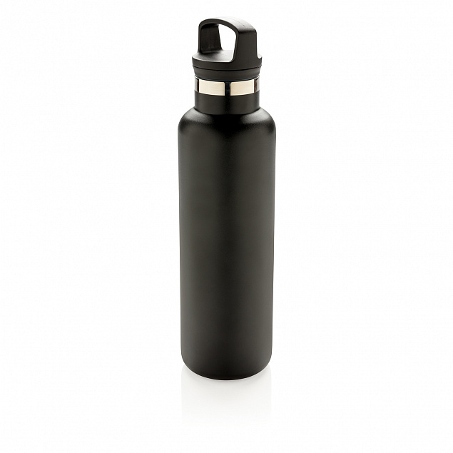 Герметичная вакуумная бутылка, черная с логотипом в Нефтекамске заказать по выгодной цене в кибермаркете AvroraStore