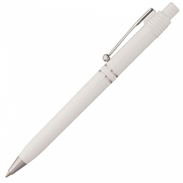 Ручка шариковая Raja Chrome, белая с логотипом в Нефтекамске заказать по выгодной цене в кибермаркете AvroraStore