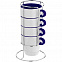 Набор кружек Inset с подставкой, синий с логотипом в Нефтекамске заказать по выгодной цене в кибермаркете AvroraStore