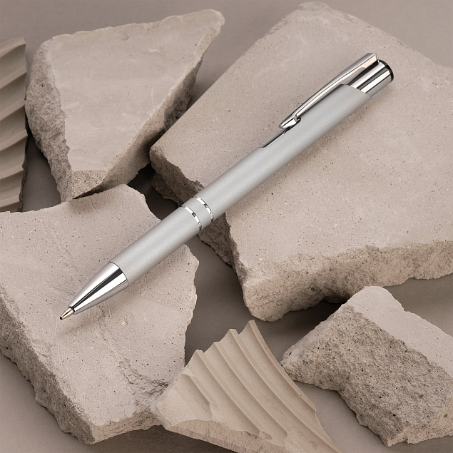 Шариковая ручка Alpha, серебряная с логотипом в Нефтекамске заказать по выгодной цене в кибермаркете AvroraStore
