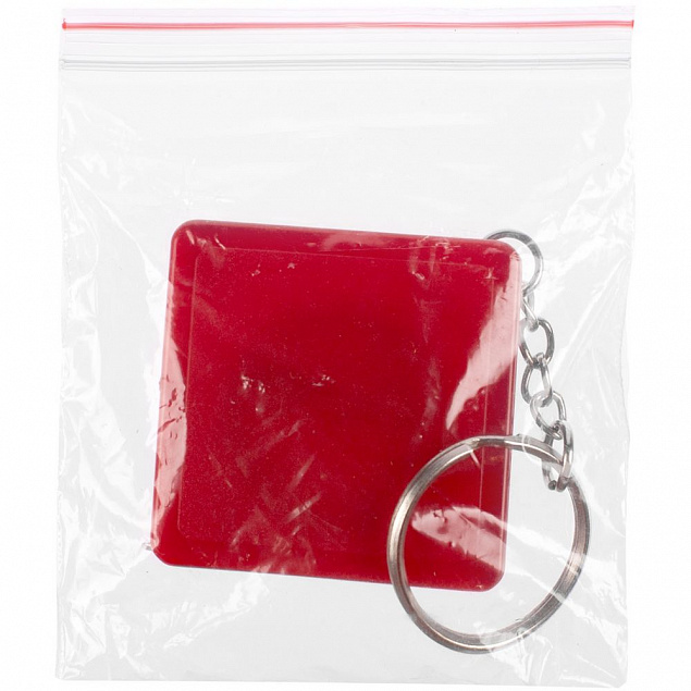 Брелок с рулеткой Square ver.2, красный с логотипом в Нефтекамске заказать по выгодной цене в кибермаркете AvroraStore