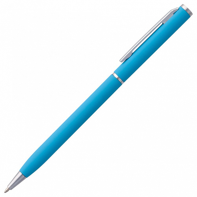Ручка шариковая Hotel Chrome, ver.2, голубая с логотипом в Нефтекамске заказать по выгодной цене в кибермаркете AvroraStore