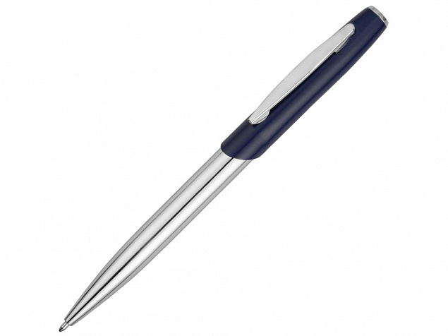 Ручка шариковая Geneva, серебристый/темно-синий с логотипом в Нефтекамске заказать по выгодной цене в кибермаркете AvroraStore