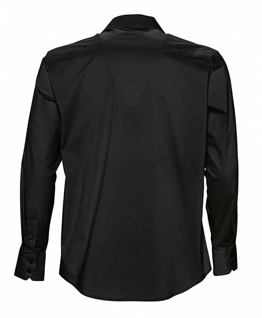 Рубашка мужская с длинным рукавом Brighton, черная с логотипом в Нефтекамске заказать по выгодной цене в кибермаркете AvroraStore