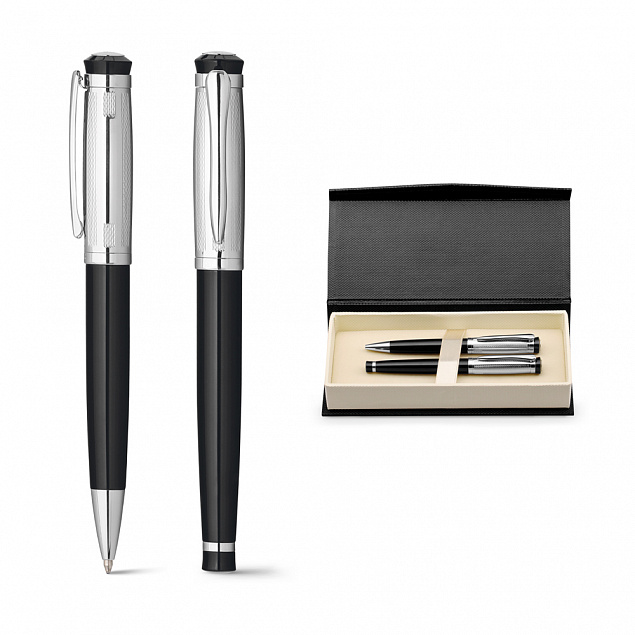 Письменный набор ORLANDO, ручка и ручка-роллер, серебристый с логотипом в Нефтекамске заказать по выгодной цене в кибермаркете AvroraStore