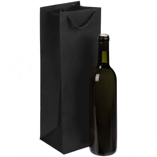 Пакет под бутылку Vindemia, черный с логотипом в Нефтекамске заказать по выгодной цене в кибермаркете AvroraStore