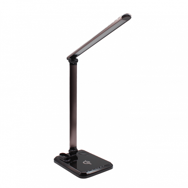 Настольная лампа Geek с беспроводной зарядкой (черный) с логотипом в Нефтекамске заказать по выгодной цене в кибермаркете AvroraStore