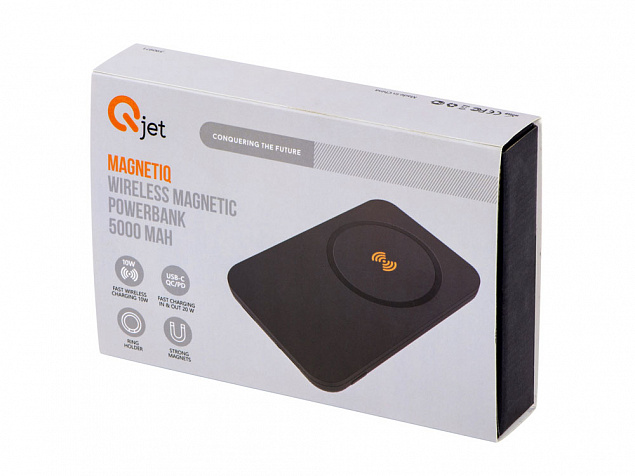 Магнитный беспроводной внешний аккумулятор с быстрой зарядкой QC/PD 20 Вт «MagnetIQ», 5000 mAh с логотипом в Нефтекамске заказать по выгодной цене в кибермаркете AvroraStore