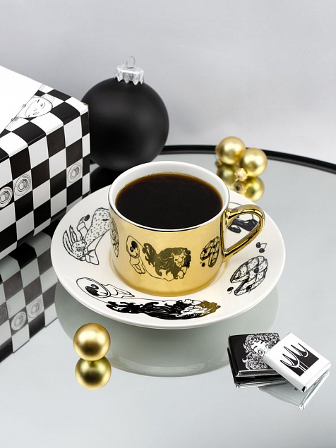 Чайная пара «Время чудес», золотистая с логотипом в Нефтекамске заказать по выгодной цене в кибермаркете AvroraStore
