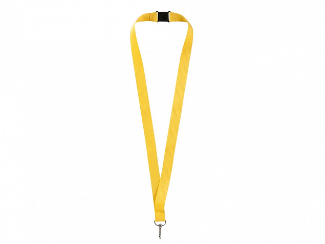 Ремешок на шею с карабином Бибионе, желтый с логотипом в Нефтекамске заказать по выгодной цене в кибермаркете AvroraStore