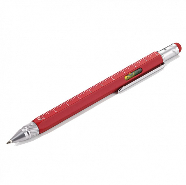 Ручка шариковая Construction, мультиинструмент, красная с логотипом в Нефтекамске заказать по выгодной цене в кибермаркете AvroraStore