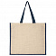 Холщовая сумка для покупок Bagari с синей отделкой с логотипом в Нефтекамске заказать по выгодной цене в кибермаркете AvroraStore