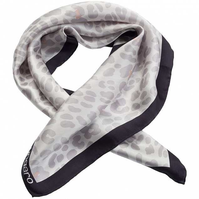 Платок Leopardo Silk, серый с логотипом в Нефтекамске заказать по выгодной цене в кибермаркете AvroraStore