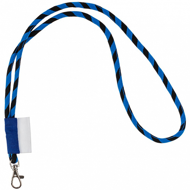 Шнурок для бейджа Tube Long, черный с синим с логотипом в Нефтекамске заказать по выгодной цене в кибермаркете AvroraStore