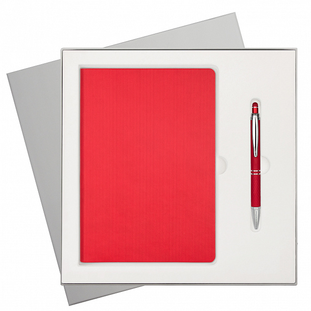Подарочный набор Rain, красный (ежедневник, ручка) с логотипом в Нефтекамске заказать по выгодной цене в кибермаркете AvroraStore