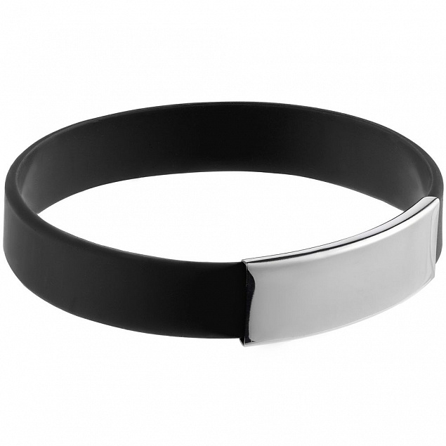 Силиконовый браслет Brisky с металлической шильдой, черный с логотипом в Нефтекамске заказать по выгодной цене в кибермаркете AvroraStore