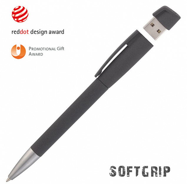 Ручка с флеш-картой USB 16GB «TURNUSsoftgrip M» с логотипом в Нефтекамске заказать по выгодной цене в кибермаркете AvroraStore