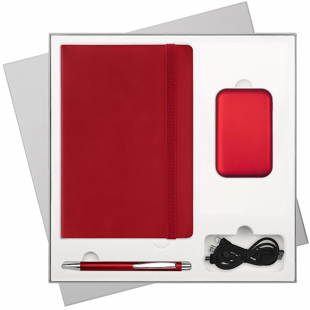 Подарочный набор Portobello/Alpha BtoBook красный (Ежедневник недат А5, Ручка, Power Bank) с логотипом в Нефтекамске заказать по выгодной цене в кибермаркете AvroraStore