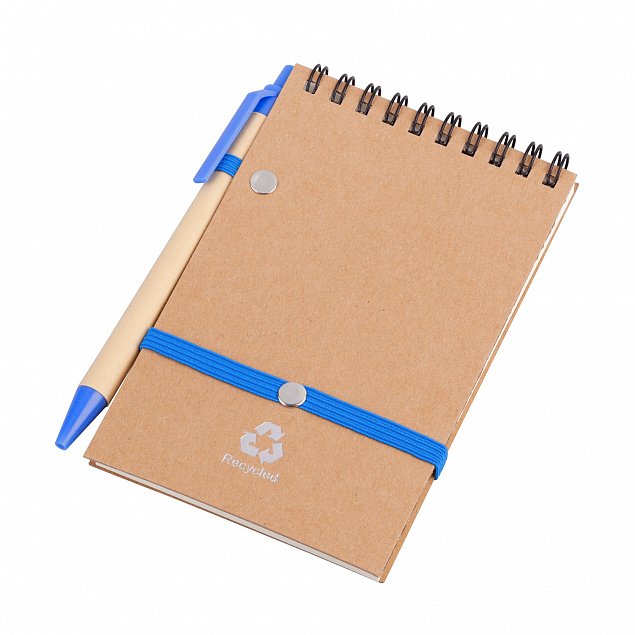 Блокнот с ручкой "Papyrus", синий с логотипом в Нефтекамске заказать по выгодной цене в кибермаркете AvroraStore