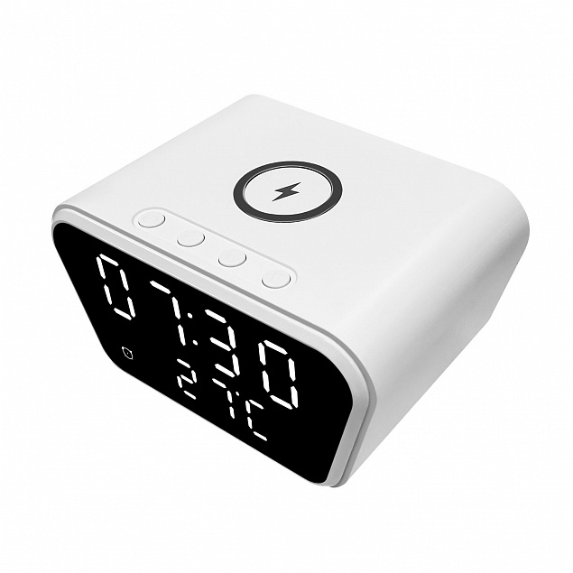 Настольные часы 5в1 с беспроводной зарядкой 10W Tempo с логотипом в Нефтекамске заказать по выгодной цене в кибермаркете AvroraStore
