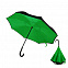 Зонт-трость механический  Chaplin, черно-зеленый с логотипом в Нефтекамске заказать по выгодной цене в кибермаркете AvroraStore