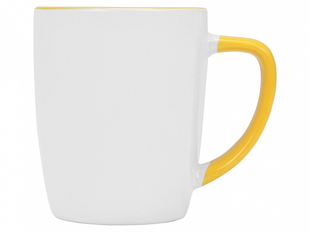 Кружка с универсальной подставкой Мак-Кинни , белый/желтый с логотипом в Нефтекамске заказать по выгодной цене в кибермаркете AvroraStore