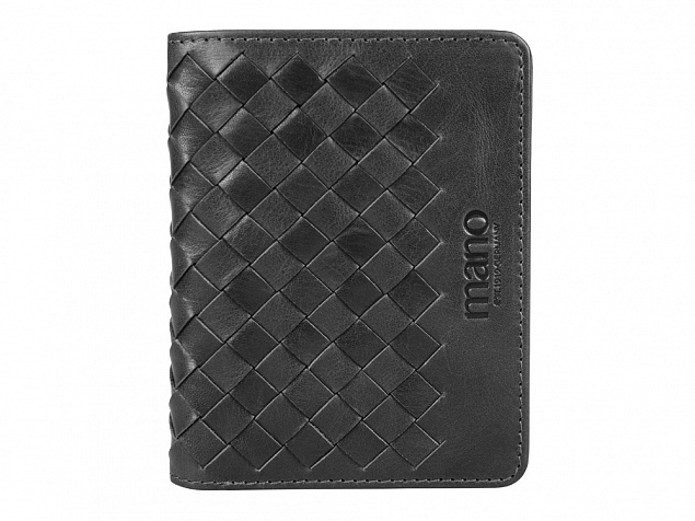 Портмоне для кредитных карт Mano Don Luca, натуральная кожа в черном цвете, 8,5 х 11 см с логотипом в Нефтекамске заказать по выгодной цене в кибермаркете AvroraStore