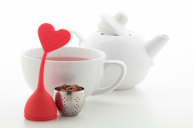 Ситечко-заварник для чая, сердце с логотипом в Нефтекамске заказать по выгодной цене в кибермаркете AvroraStore