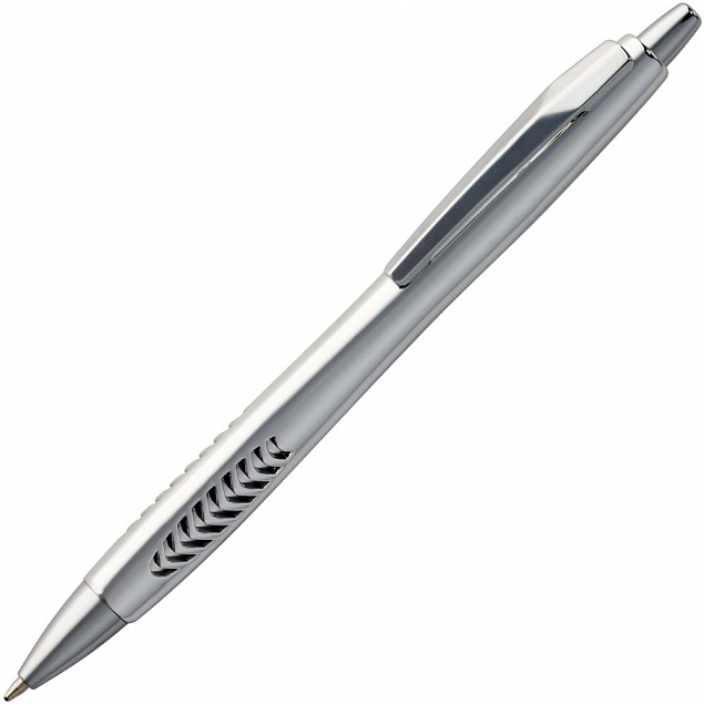 Ручка шариковая Barracuda, серебристая с логотипом в Нефтекамске заказать по выгодной цене в кибермаркете AvroraStore