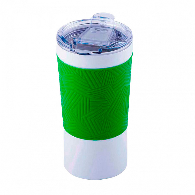 Термокружка вакуумная 'Funny" белая, зеленая, силикон с логотипом в Нефтекамске заказать по выгодной цене в кибермаркете AvroraStore