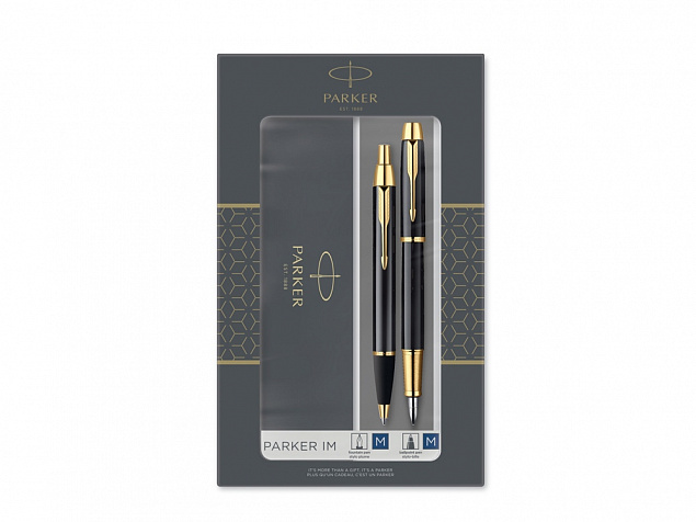 Набор Parker IM Core Black GT: ручка шариковая, ручка перьевая с логотипом в Нефтекамске заказать по выгодной цене в кибермаркете AvroraStore