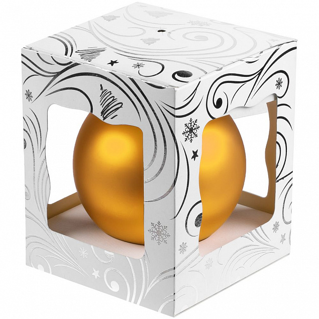 Елочный шар Gala Night Matt в коробке с тиснением, золотистый, 8 см с логотипом в Нефтекамске заказать по выгодной цене в кибермаркете AvroraStore