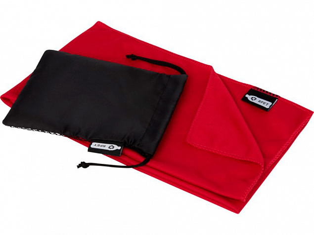 Спортивное охлаждающее полотенце Raquel из переработанного ПЭТ в мешочке, красный с логотипом в Нефтекамске заказать по выгодной цене в кибермаркете AvroraStore