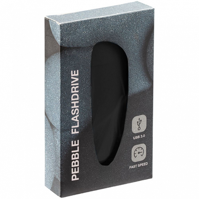 Флешка Pebble, черная, USB 3.0, 16 Гб с логотипом в Нефтекамске заказать по выгодной цене в кибермаркете AvroraStore