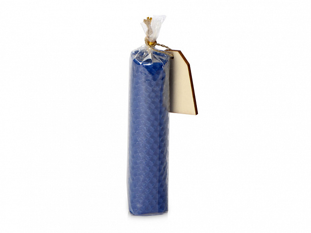 Свеча из вощины 3 х 12,5 см с деревянным ярлыком, синий с логотипом в Нефтекамске заказать по выгодной цене в кибермаркете AvroraStore