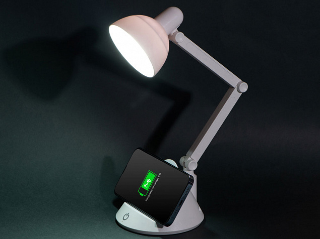 Настольный светильник с функцией беспроводной зарядки «Bendy», 5 Вт с логотипом в Нефтекамске заказать по выгодной цене в кибермаркете AvroraStore
