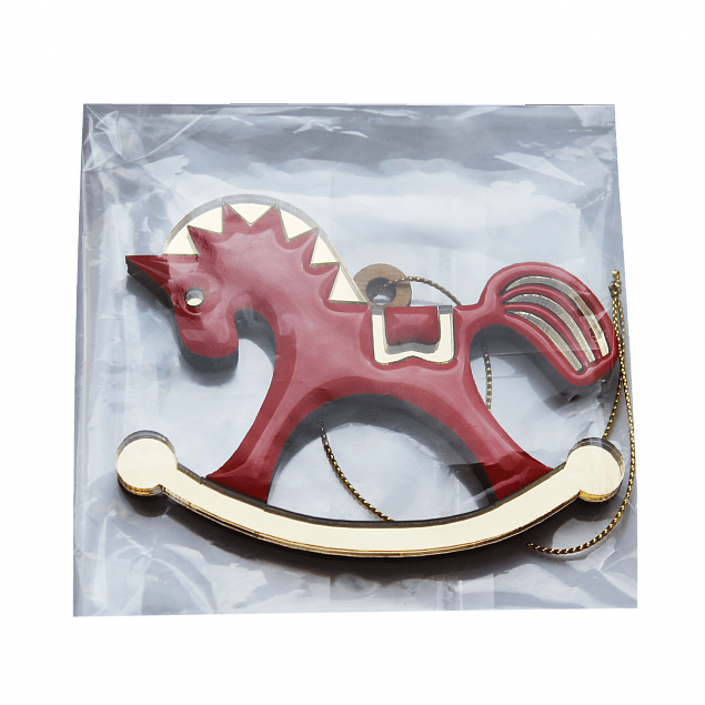 Ёлочная игрушка Лошадка (красный) с логотипом в Нефтекамске заказать по выгодной цене в кибермаркете AvroraStore