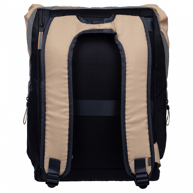 Рюкзак coolStuff Plus, бежевый c темно-синим с логотипом в Нефтекамске заказать по выгодной цене в кибермаркете AvroraStore